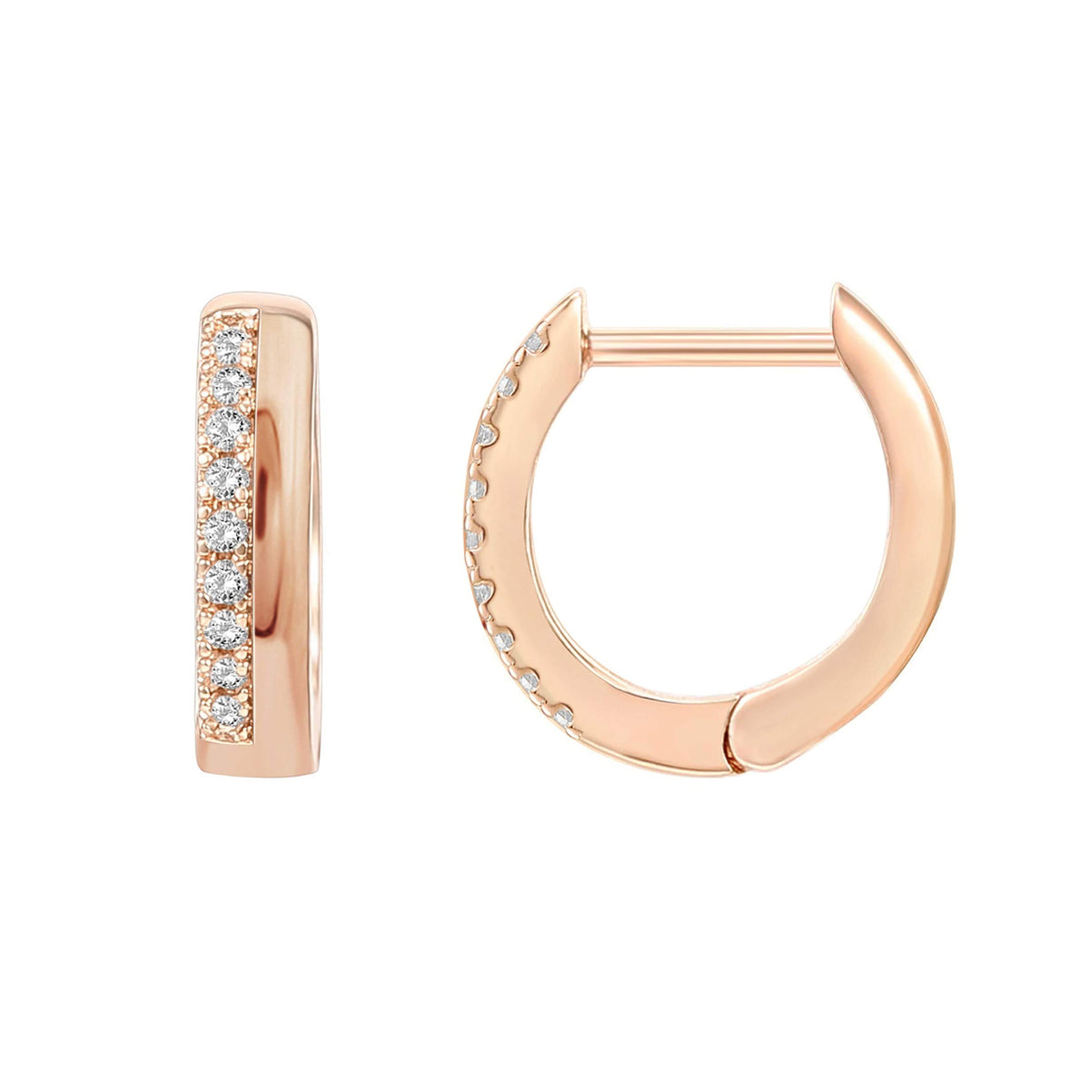 14K Rose Gold-Plated CZ Huggie Hoops