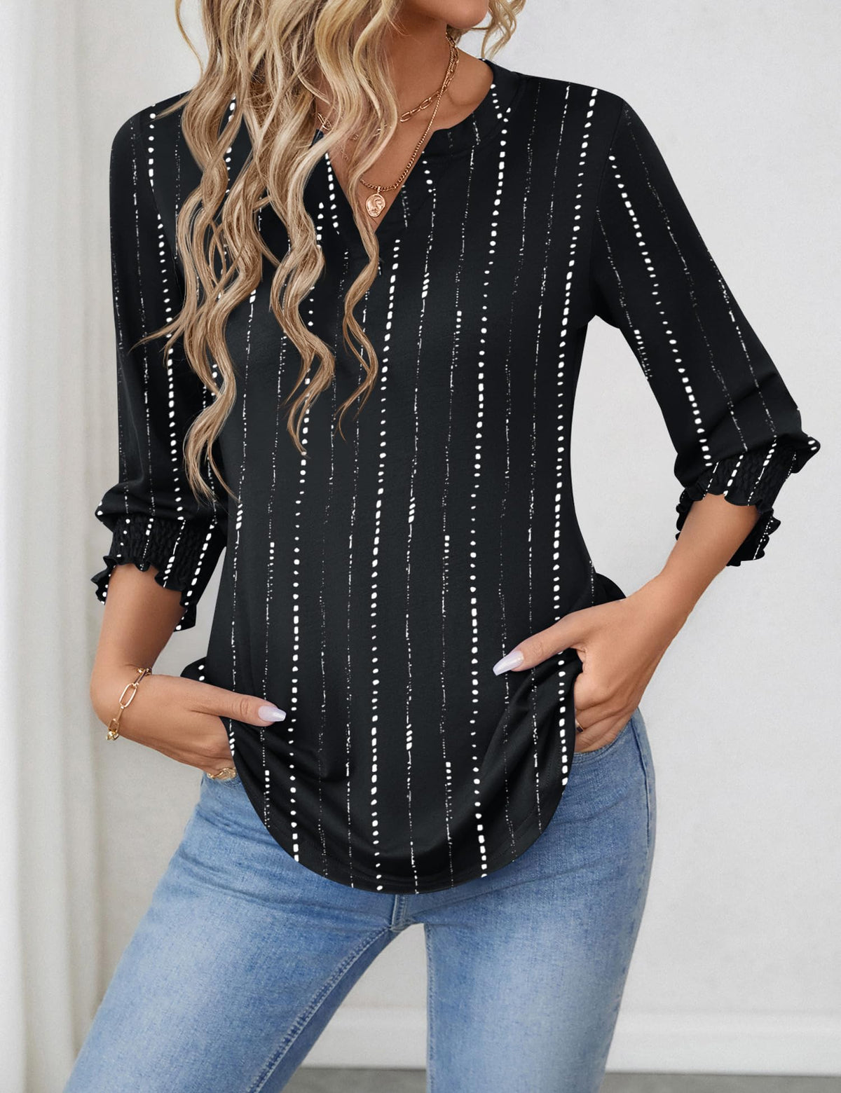 3/4 Sleeve Casual Blouse