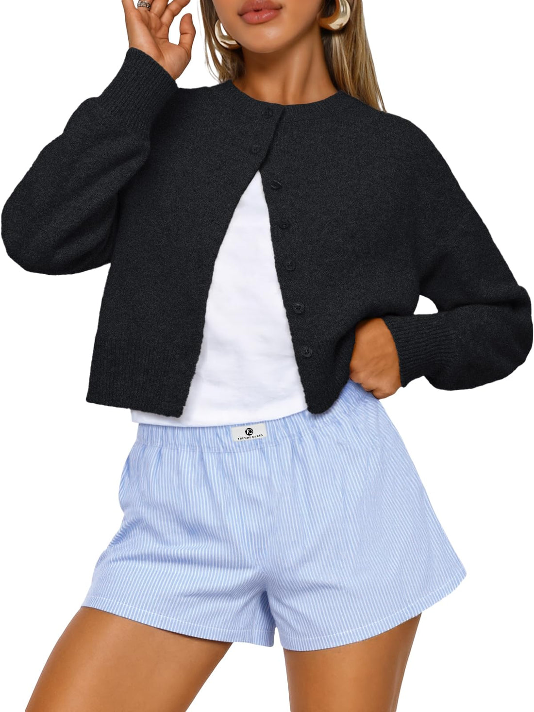 Cropped Cardigan Black