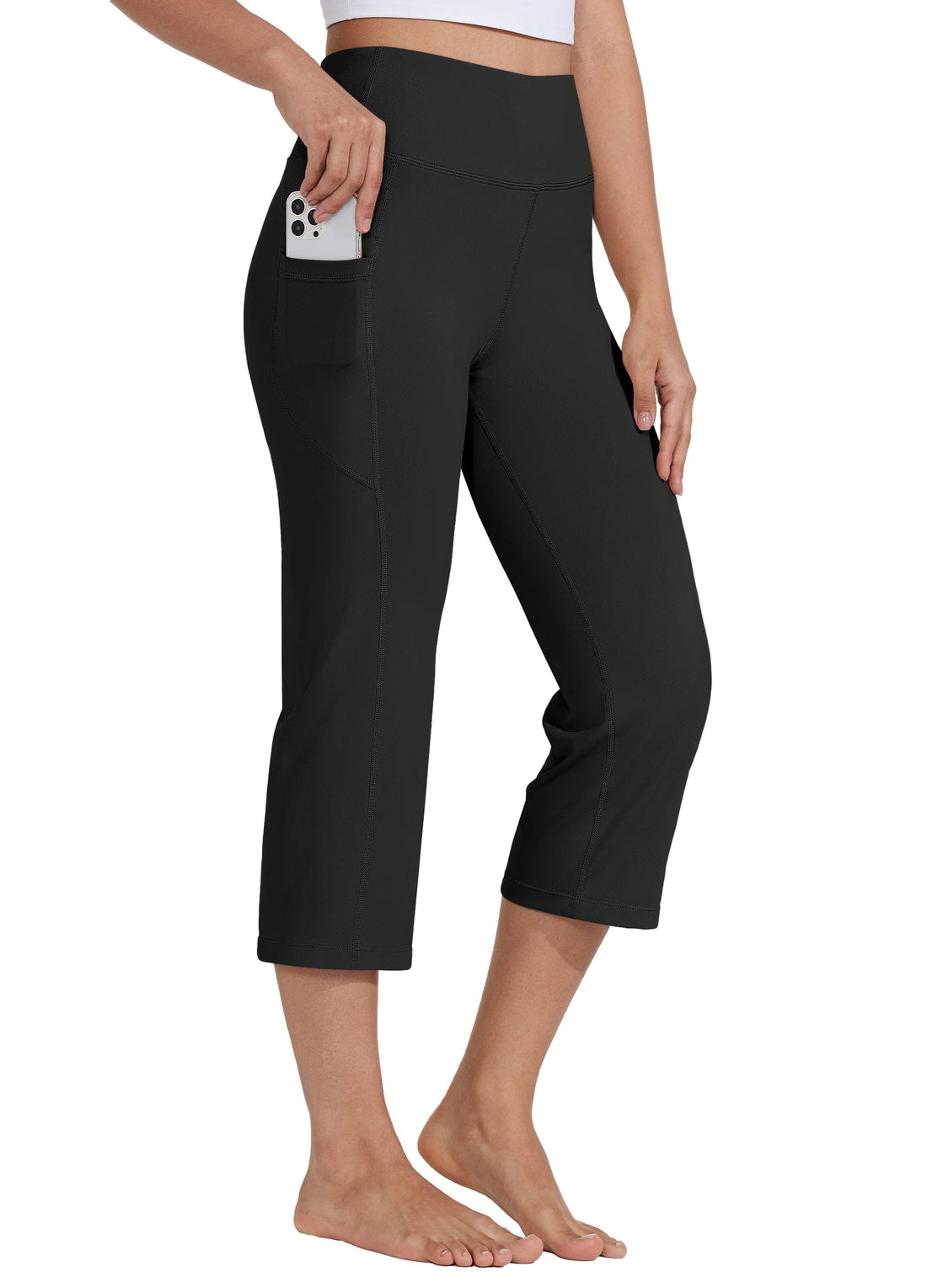 High-Waist Straight-Leg Capris