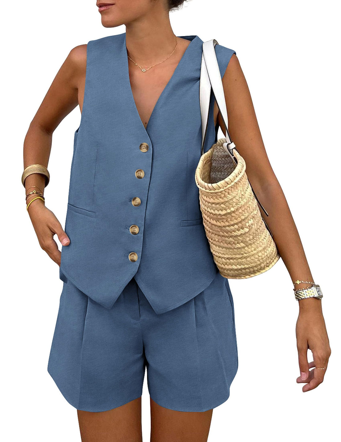 Sleeveless Vest and Shorts Set