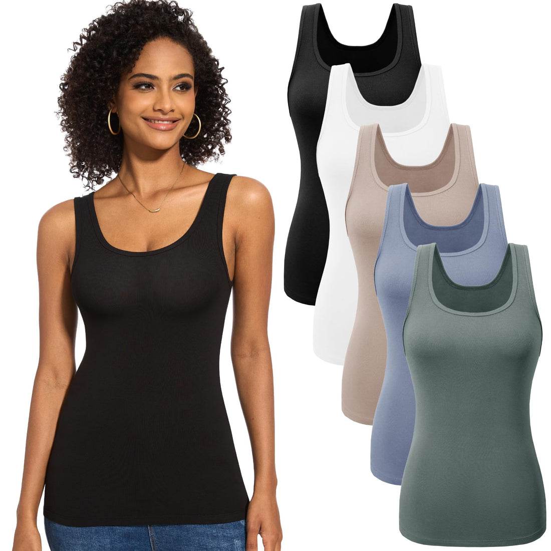 Ribbed Scoop Neck Tank (Set of 5)