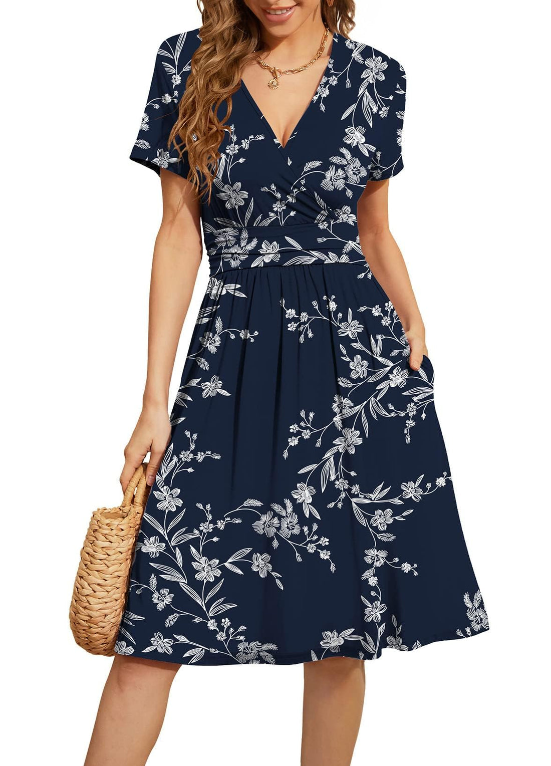 Floral Short Sleeve Beach Dress