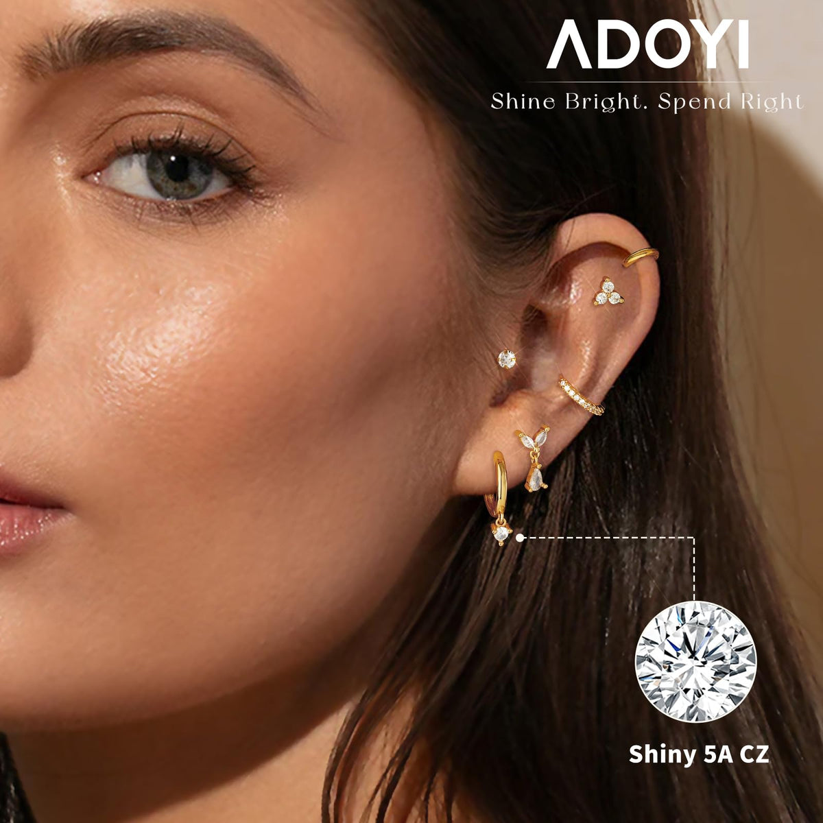 14K Gold-Plated Surgical Steel Hoop Earrings (Set of 12)