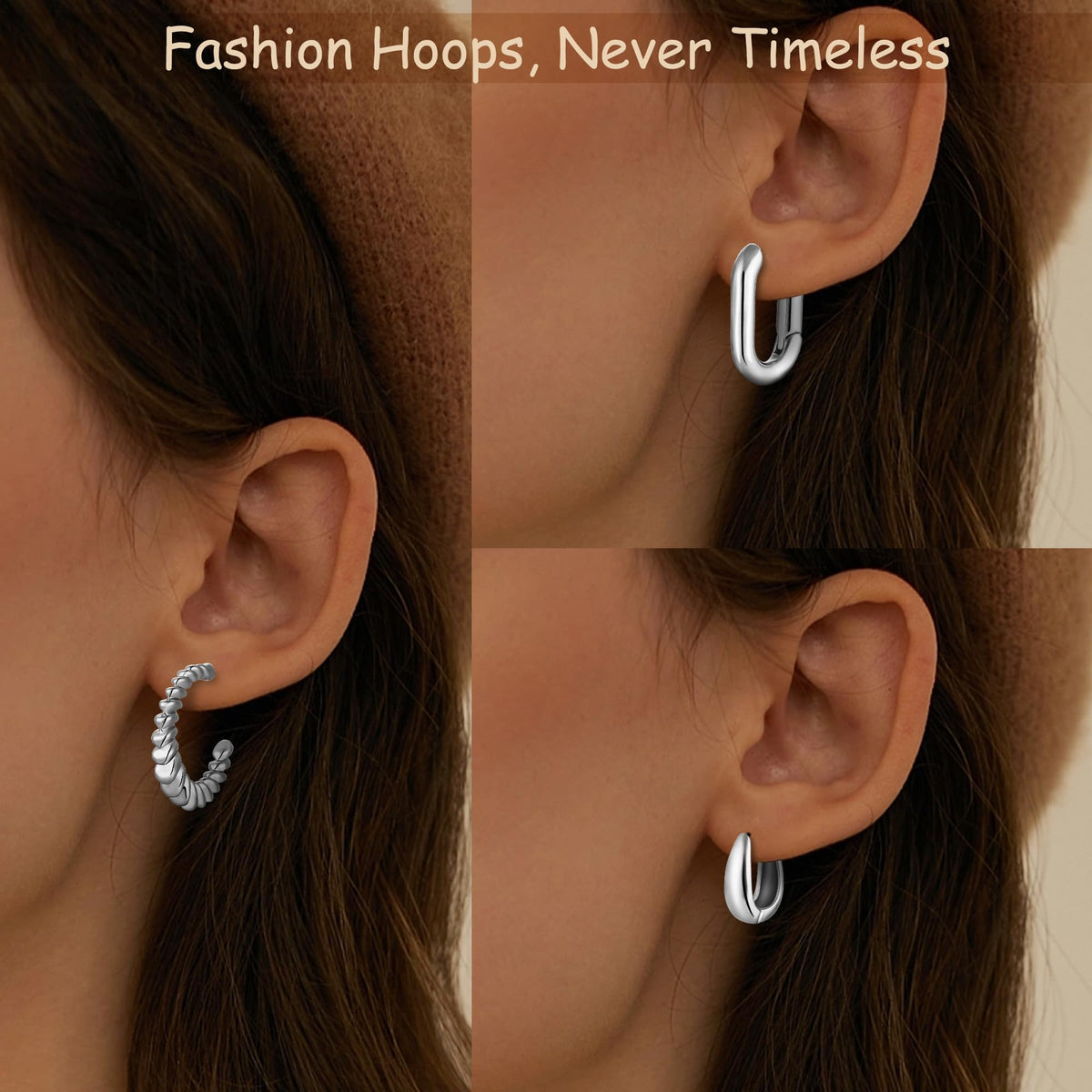 14K Gold-Plated Chunky Twisted Hoop Earrings (Set of 6)