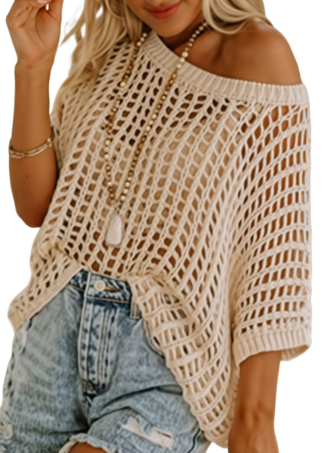 Crochet Scoop-Neck Sweater