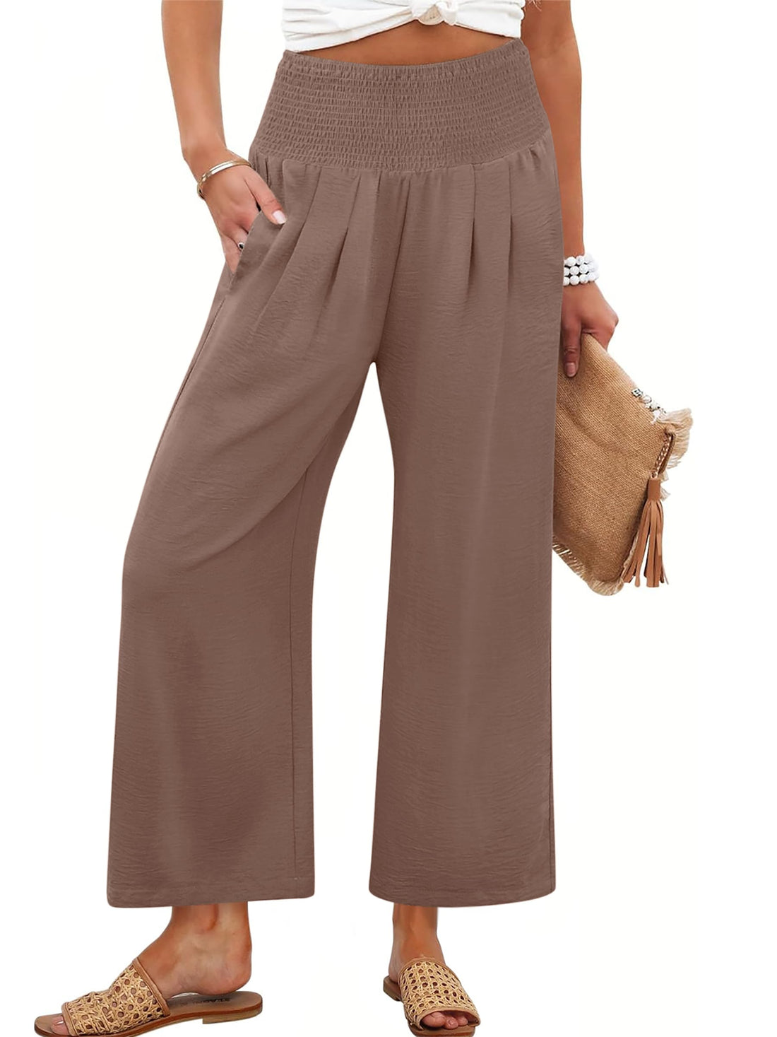 Wide Leg Palazzo Pants Coffee
