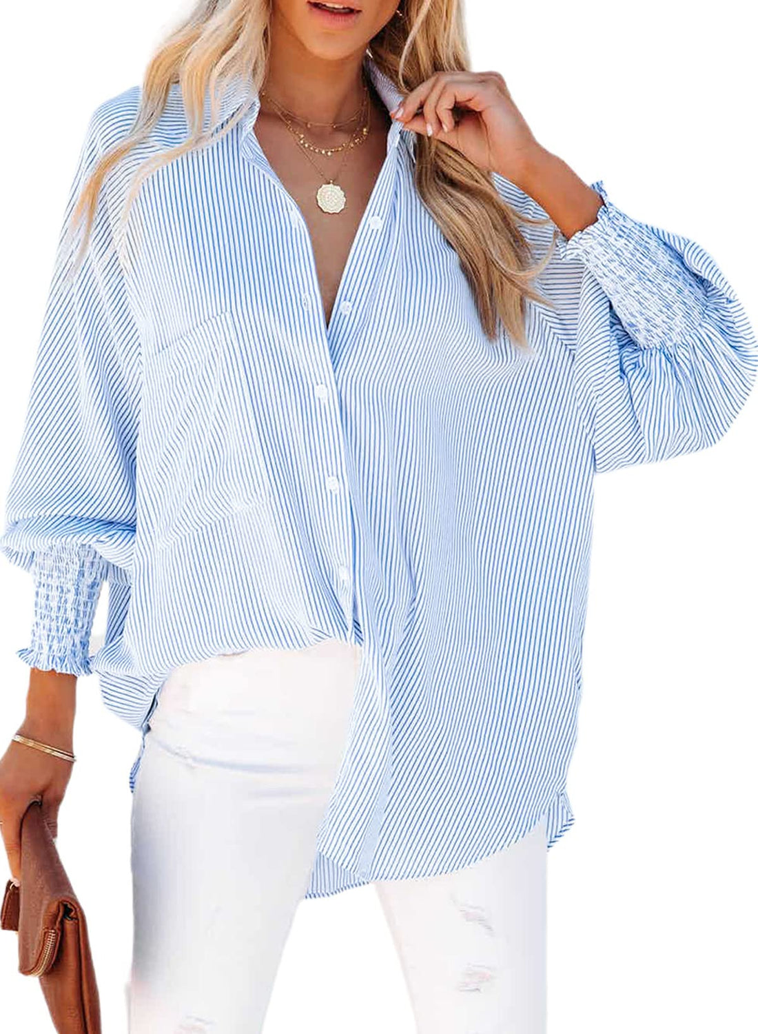 Striped Button-Down Boyfriend Shirt