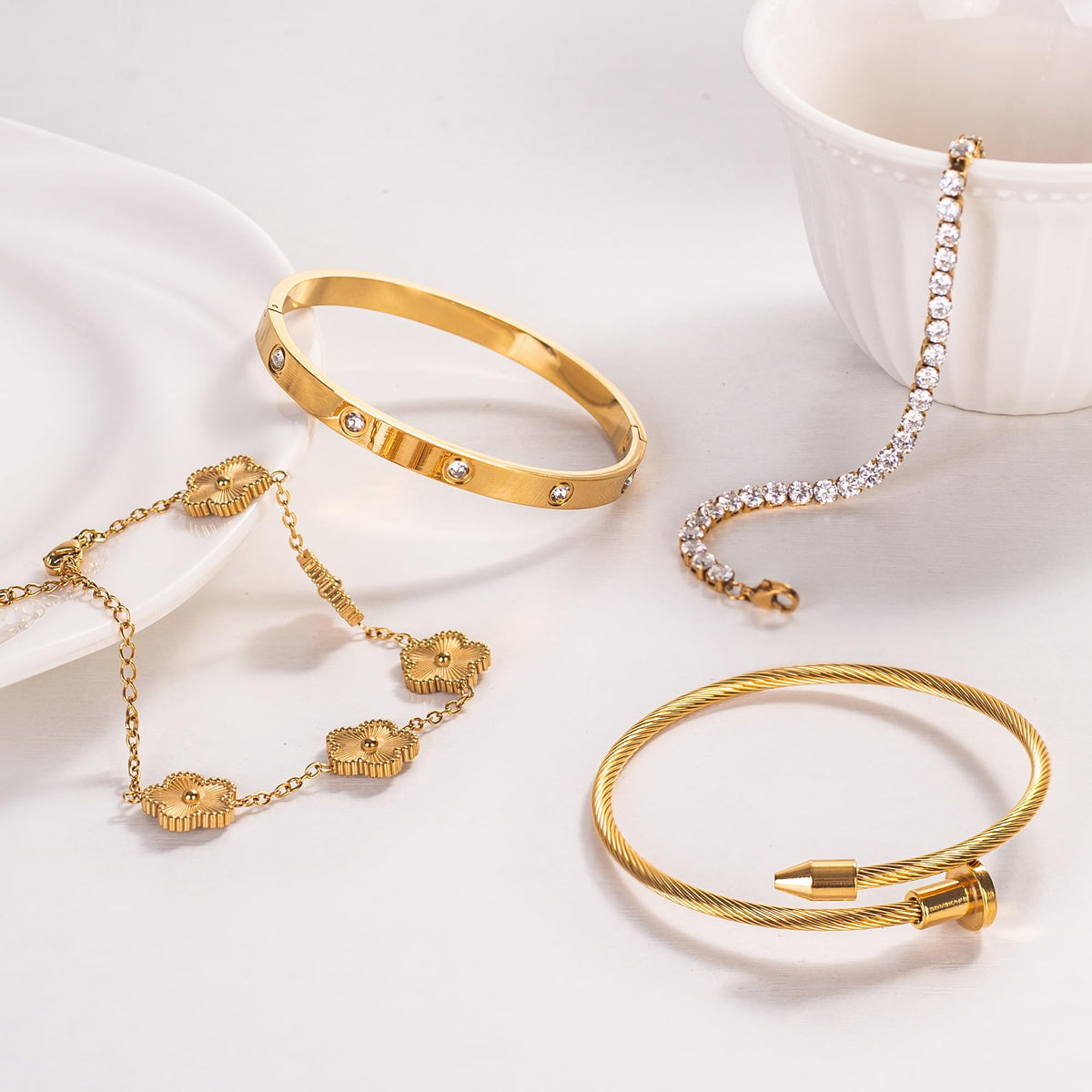18K Gold-Plated Love Bangle Set