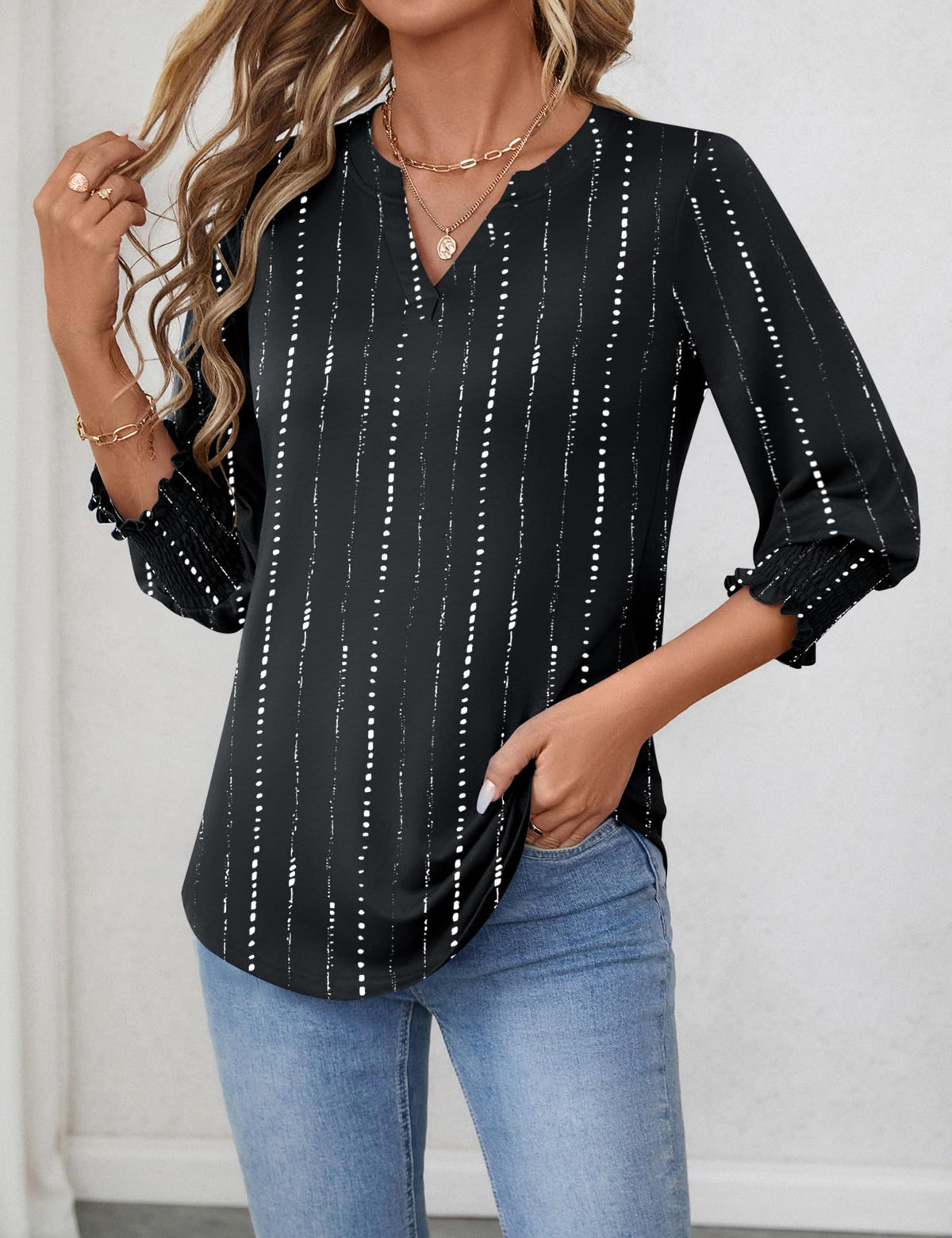 3/4 Sleeve Casual Blouse