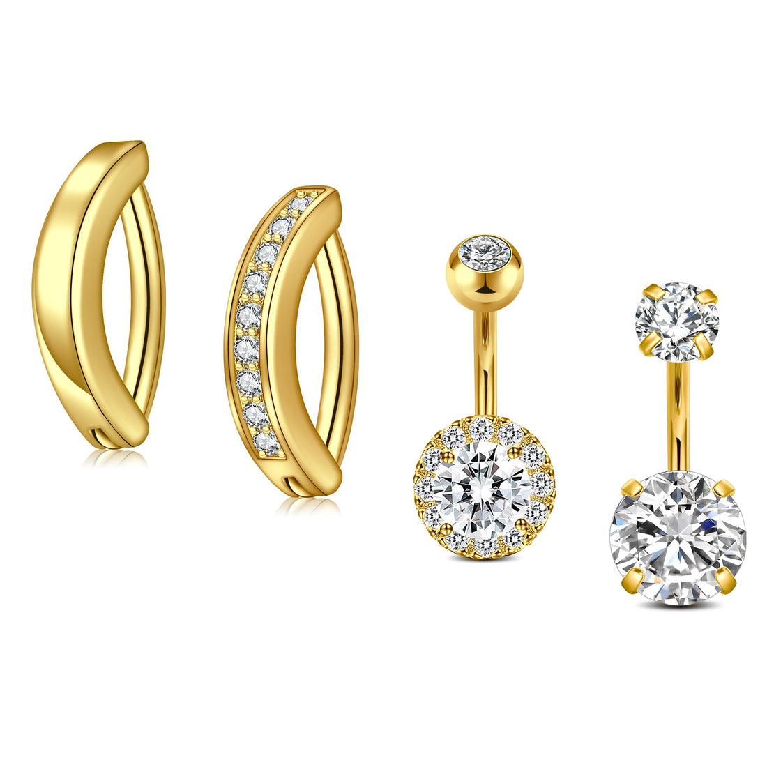Gold Belly Button Rings (Set of 4)