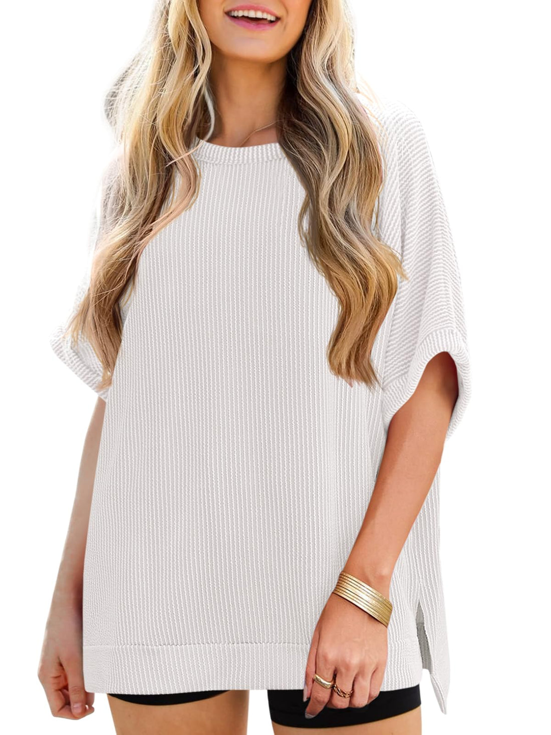 Ribbed Batwing Tunic Top