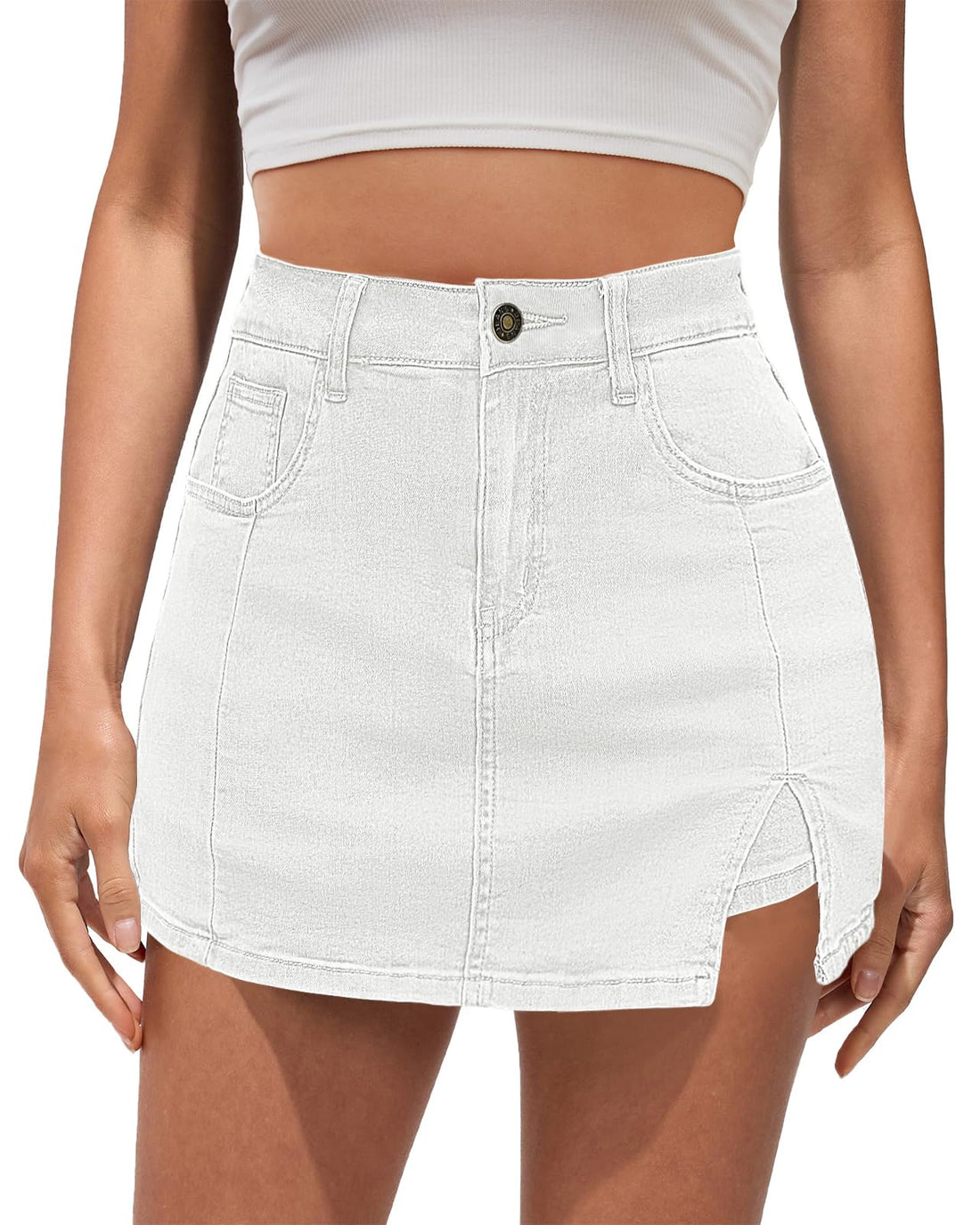 White Denim Mini Skort