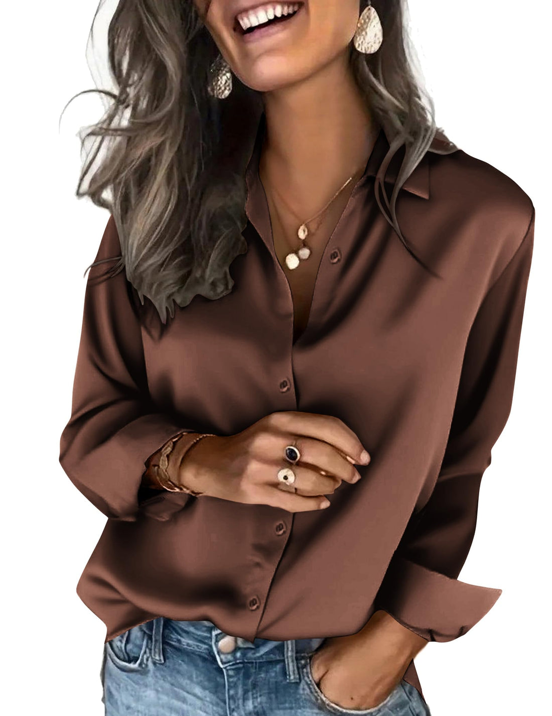 Satin Button Down Blouse