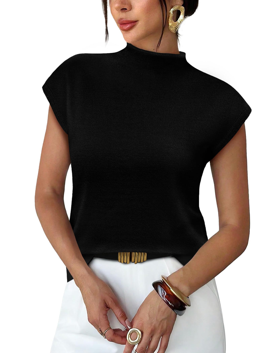 Mock-Neck Knit Top