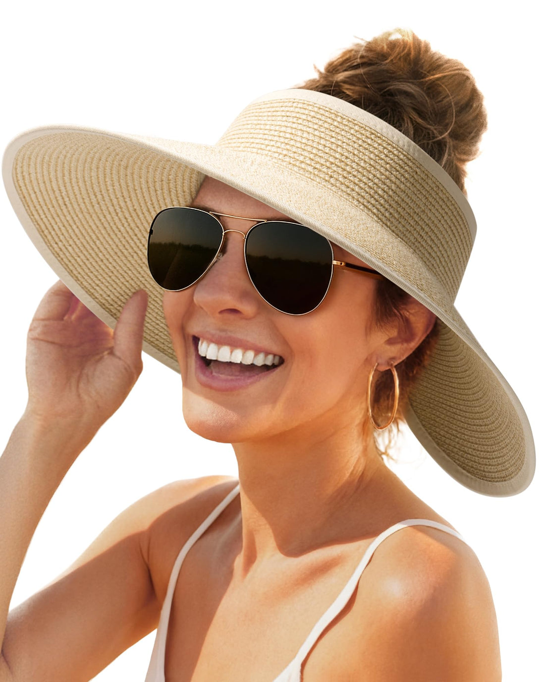 Wide Brim Straw Sun Visor