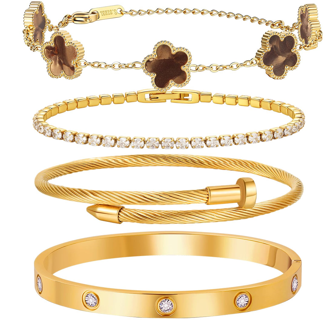 Gold-Plated Bracelet Stack (Set of 4)