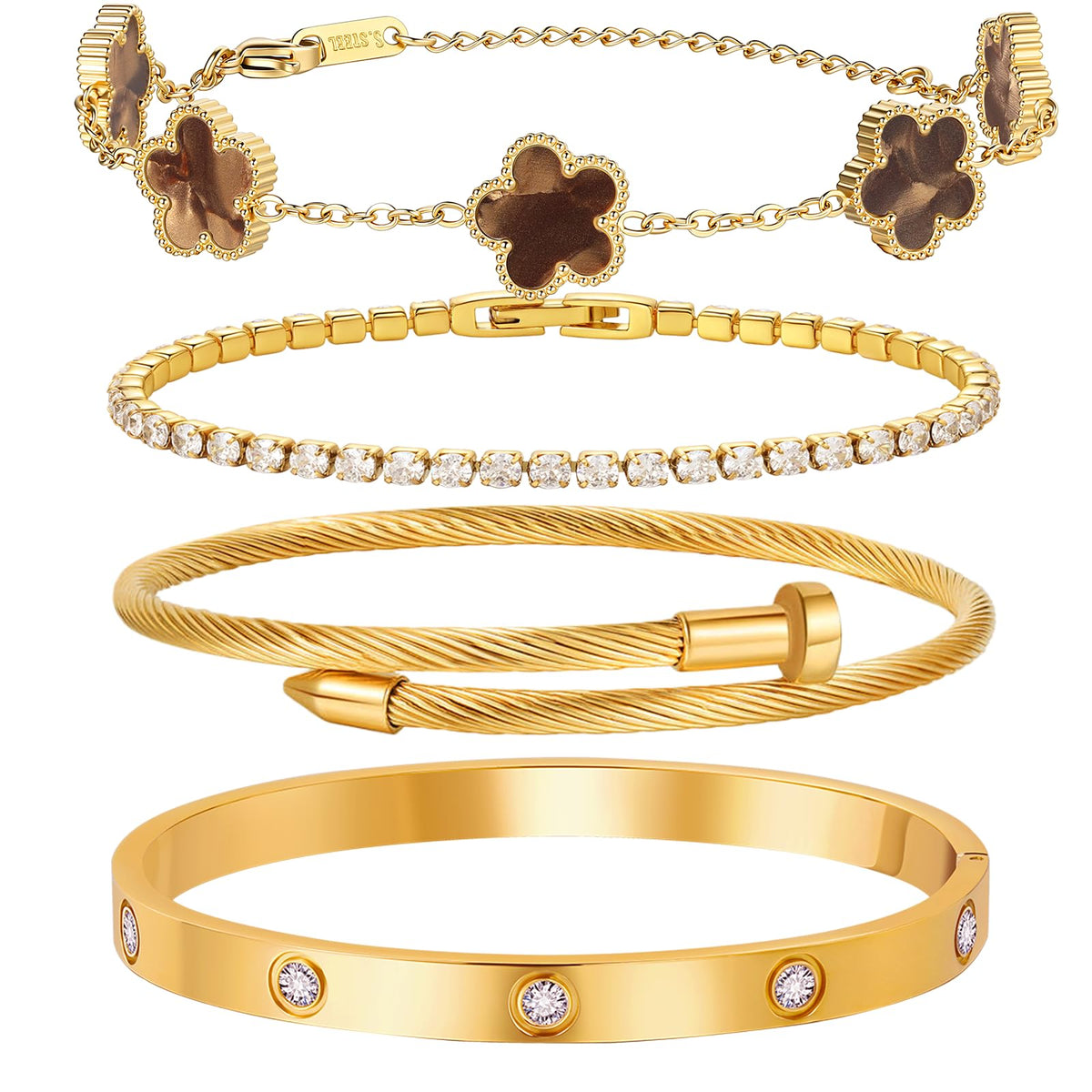 Gold-Plated Bracelet Stack (Set of 4)