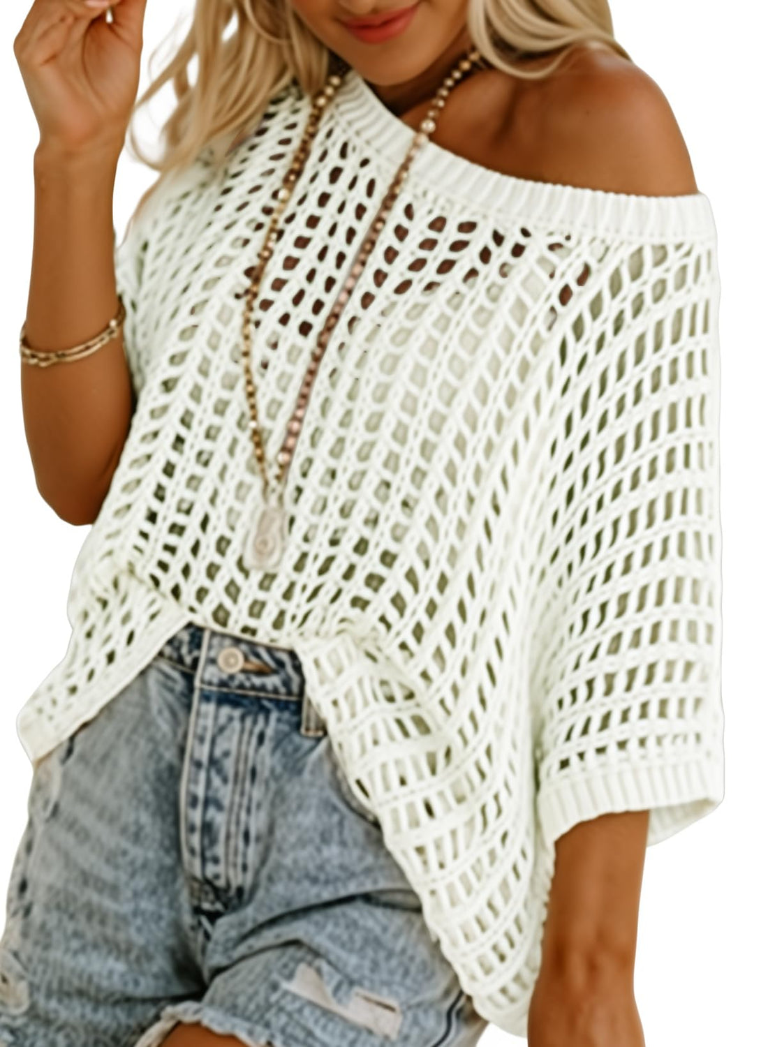 Crochet Off-Shoulder Pullover