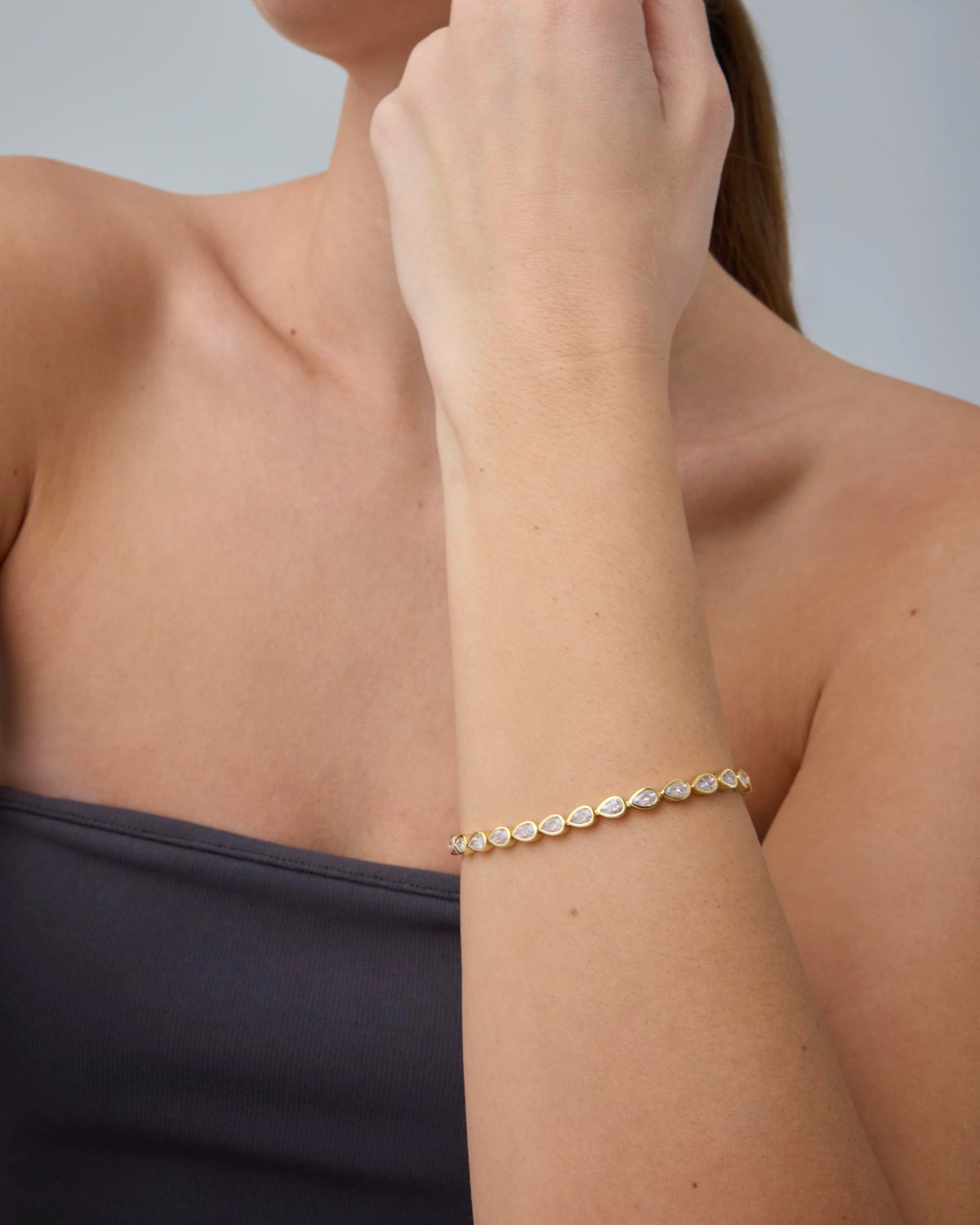 14K Gold-Plated Bezel Tennis Bracelet Yellow