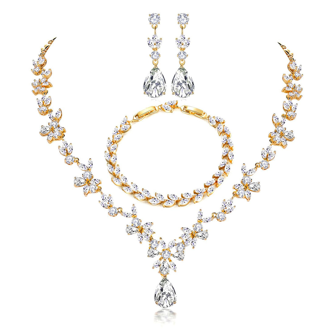 18K Gold-Plated CZ Jewelry Set