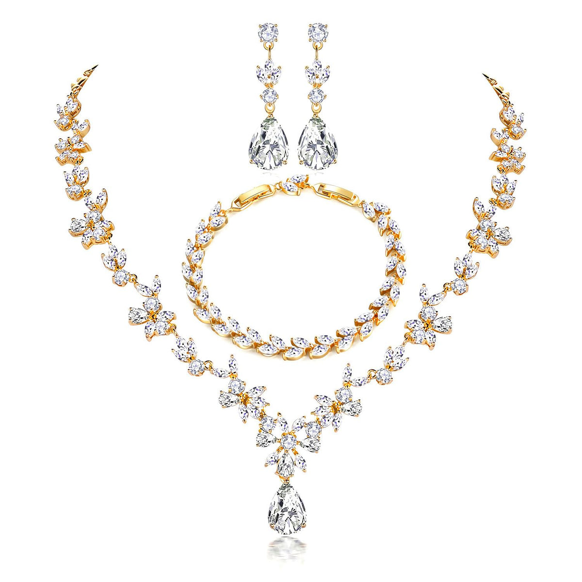 18K Gold-Plated CZ Jewelry Set
