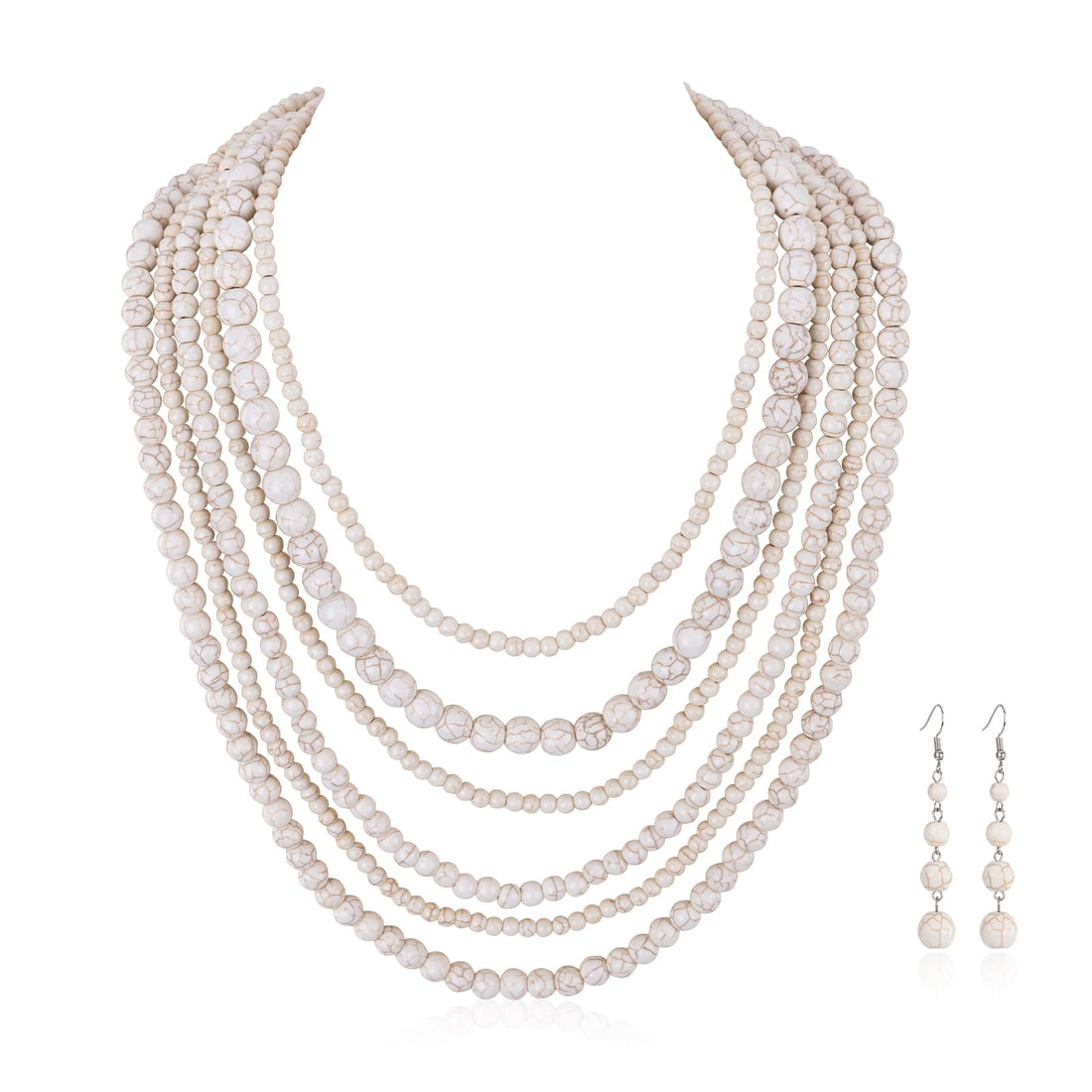 Turquoise Layered Beaded Necklace Set