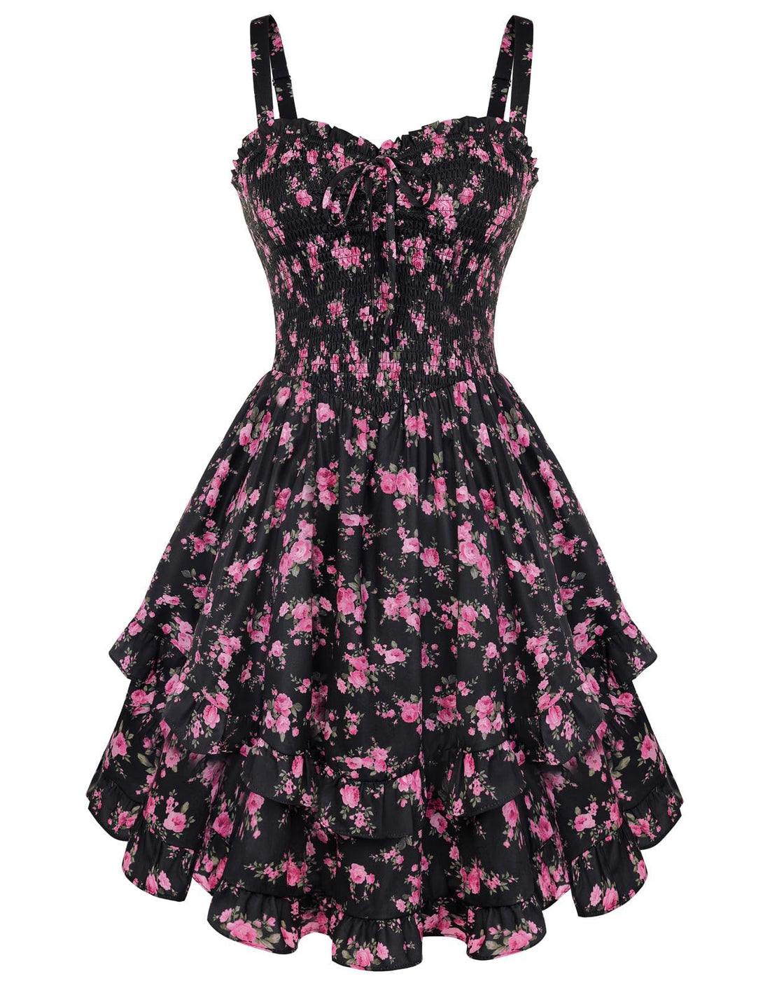 Ruffle Smocked Floral Mini Dress