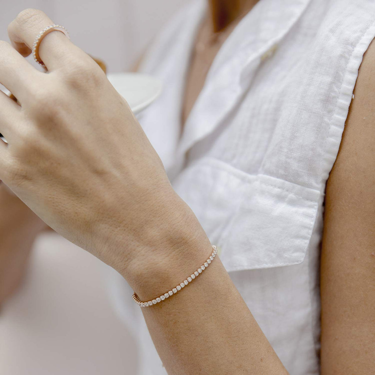 14K Rose Gold-Plated CZ Tennis Bracelet