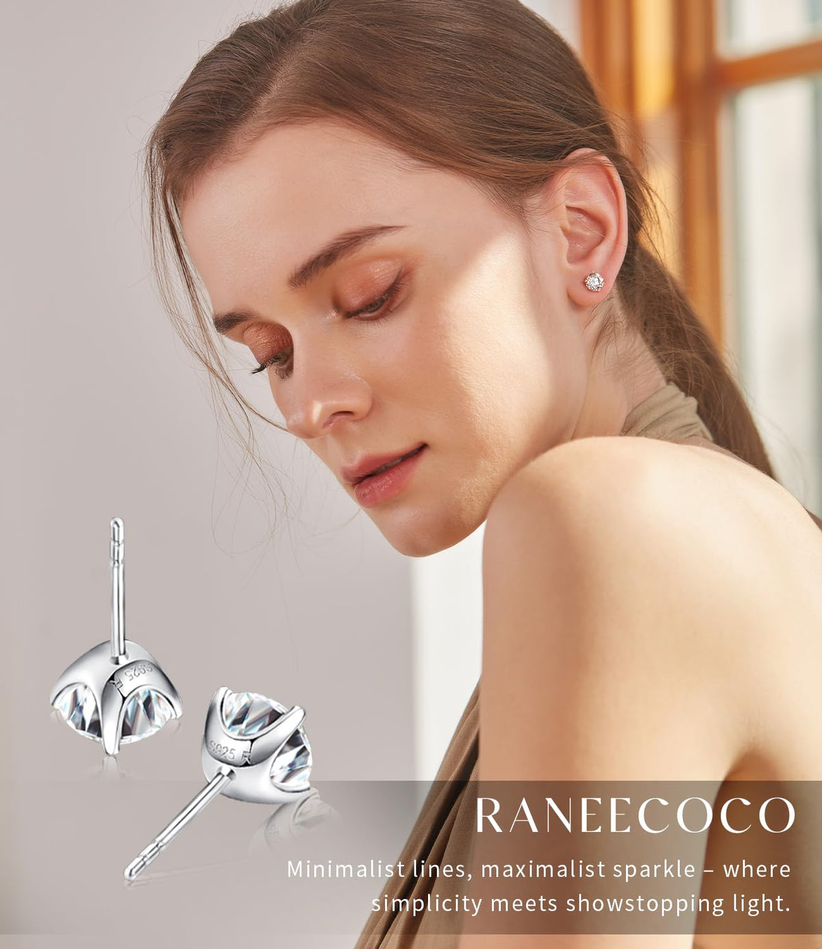 18K Rose Gold-Plated CZ Stud Earrings