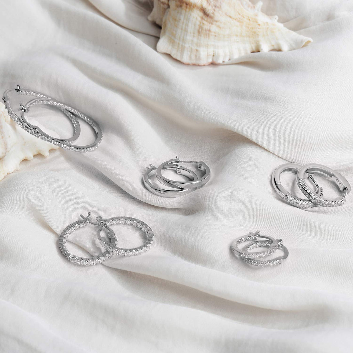 14K Gold-Plated CZ Hoop Earrings