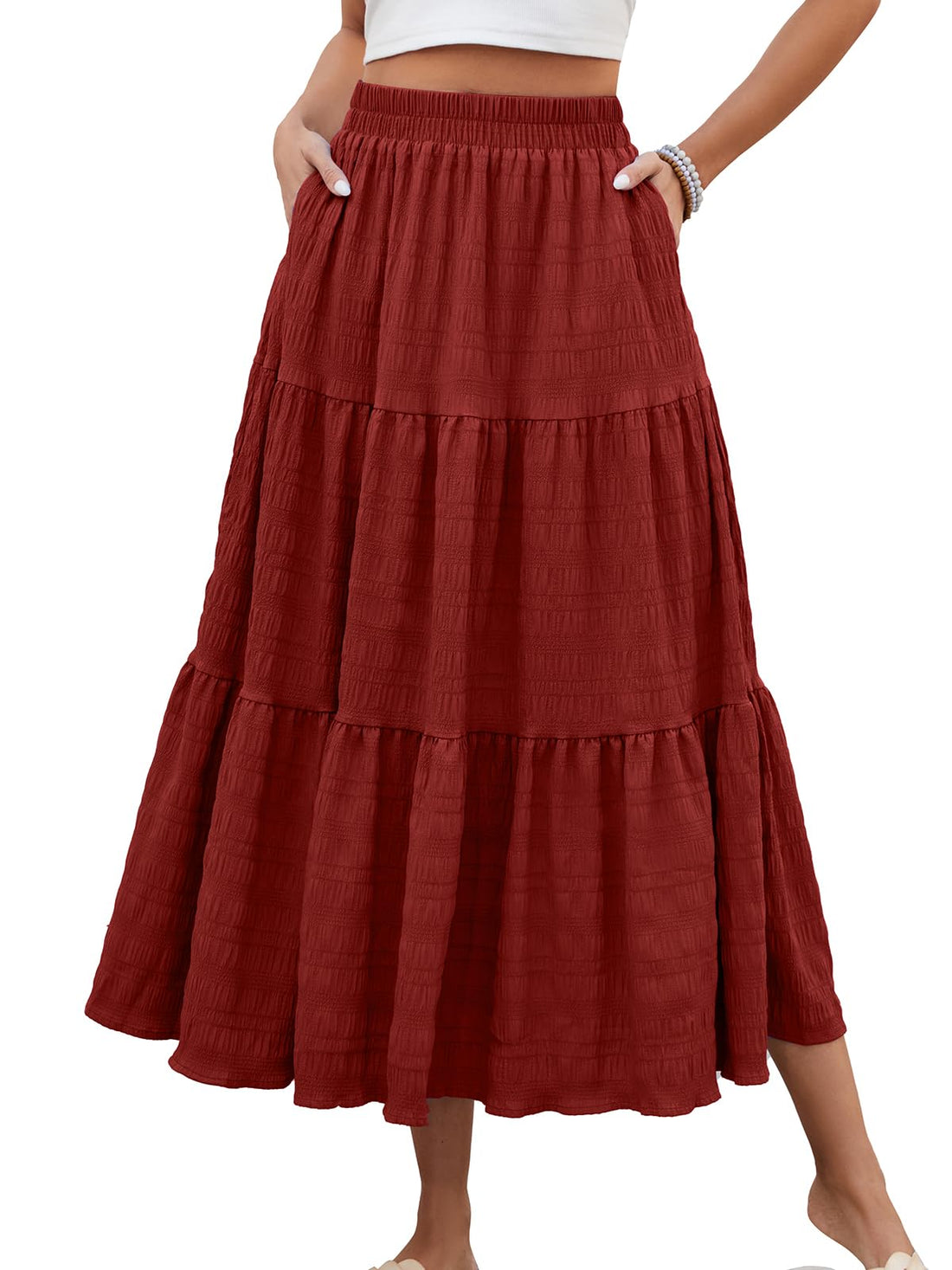 Boho Tiered Ruffle Maxi Skirt