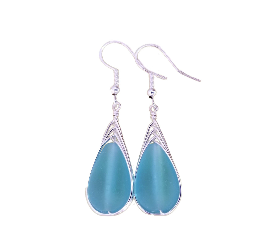 Sea Glass Teardrop Earrings
