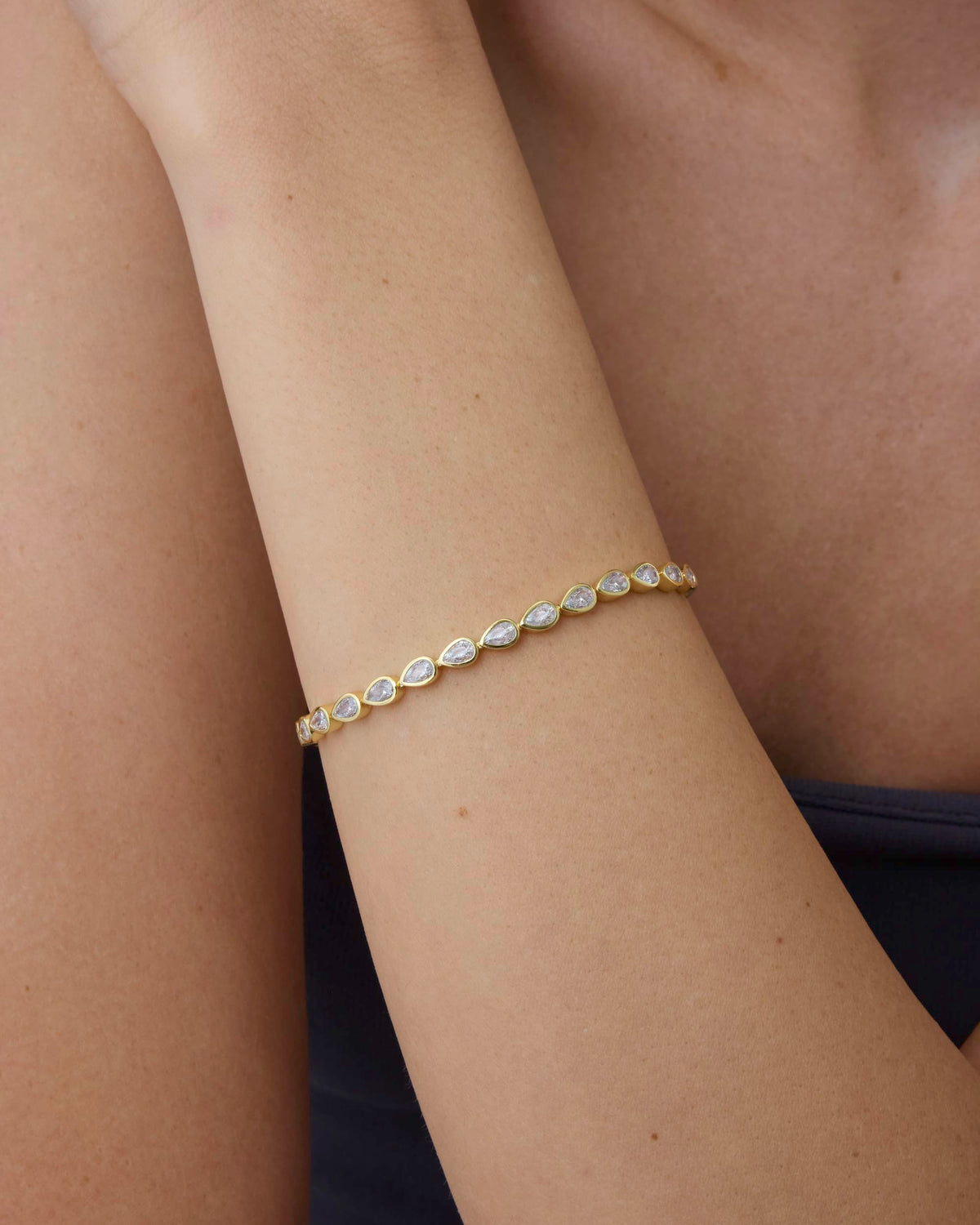 14K Gold-Plated Bezel Tennis Bracelet Yellow