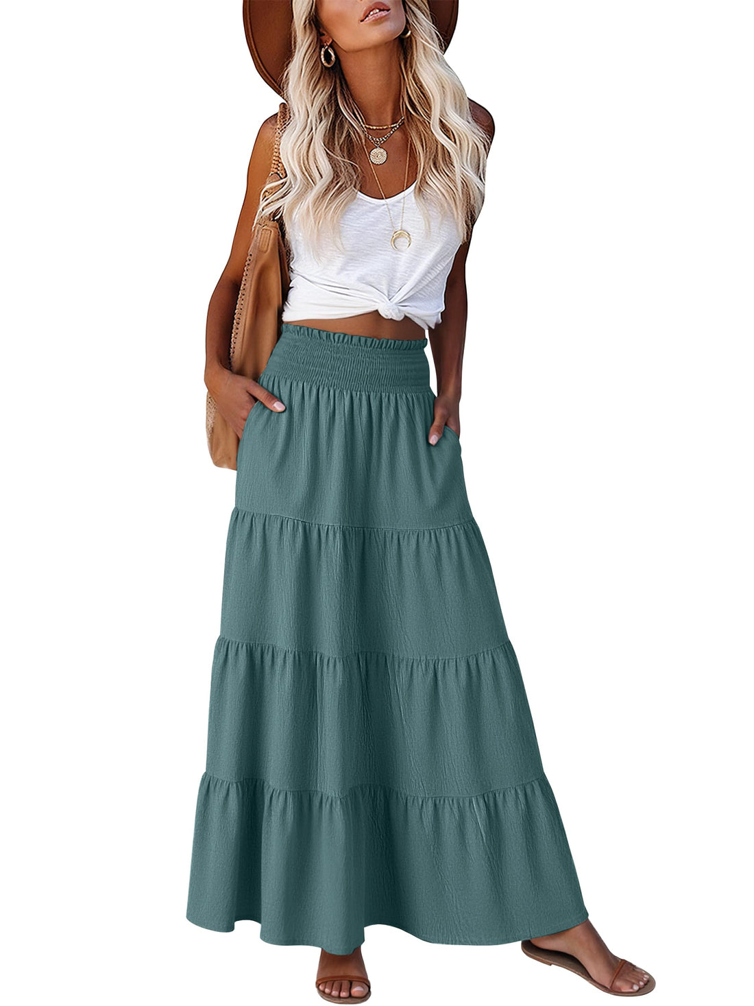 Tiered A-Line Maxi Skirt