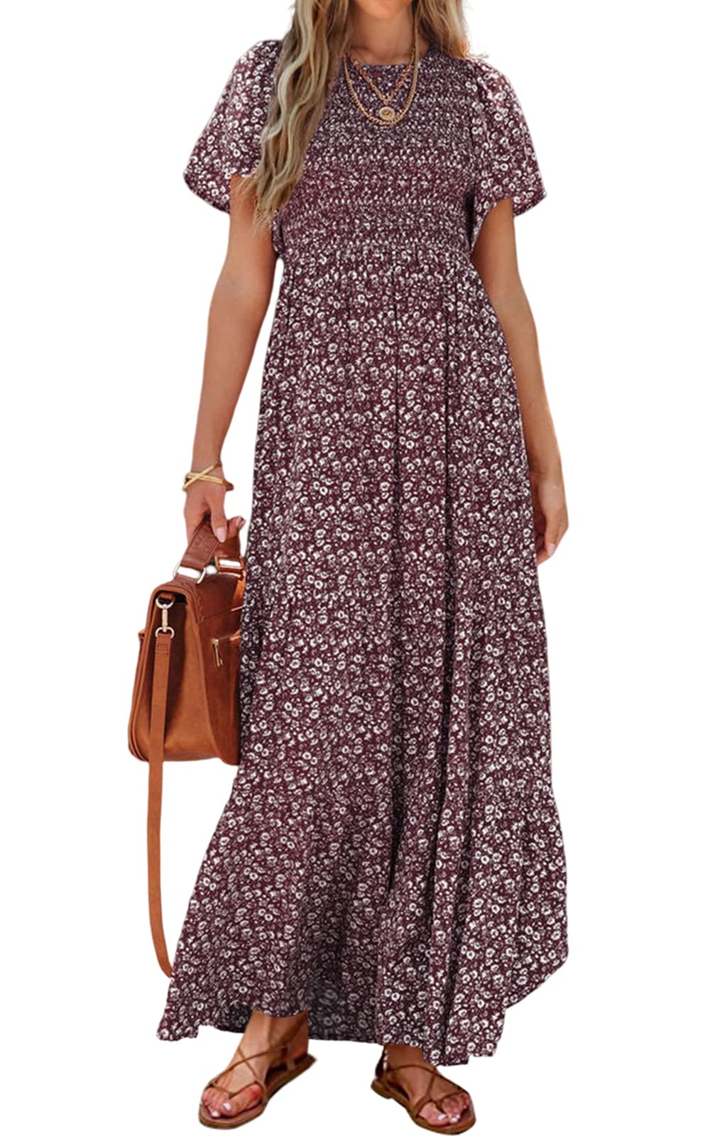 Floral Flutter Sleeve Maxi Dress
