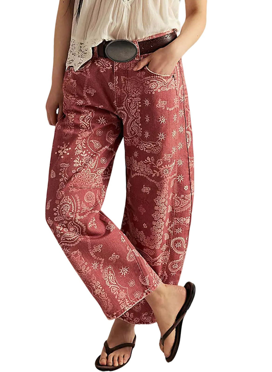 Floral Boyfriend Barrel Jeans