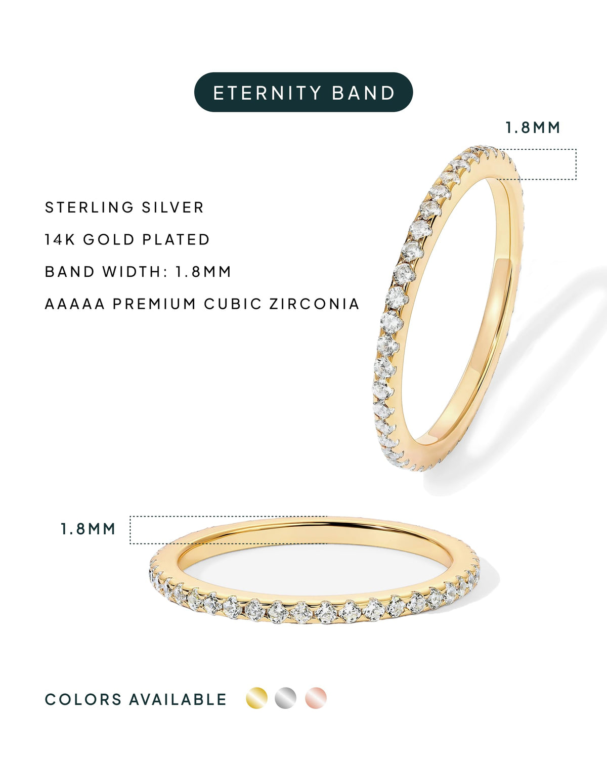 14K Gold-Plated Stackable CZ Ring