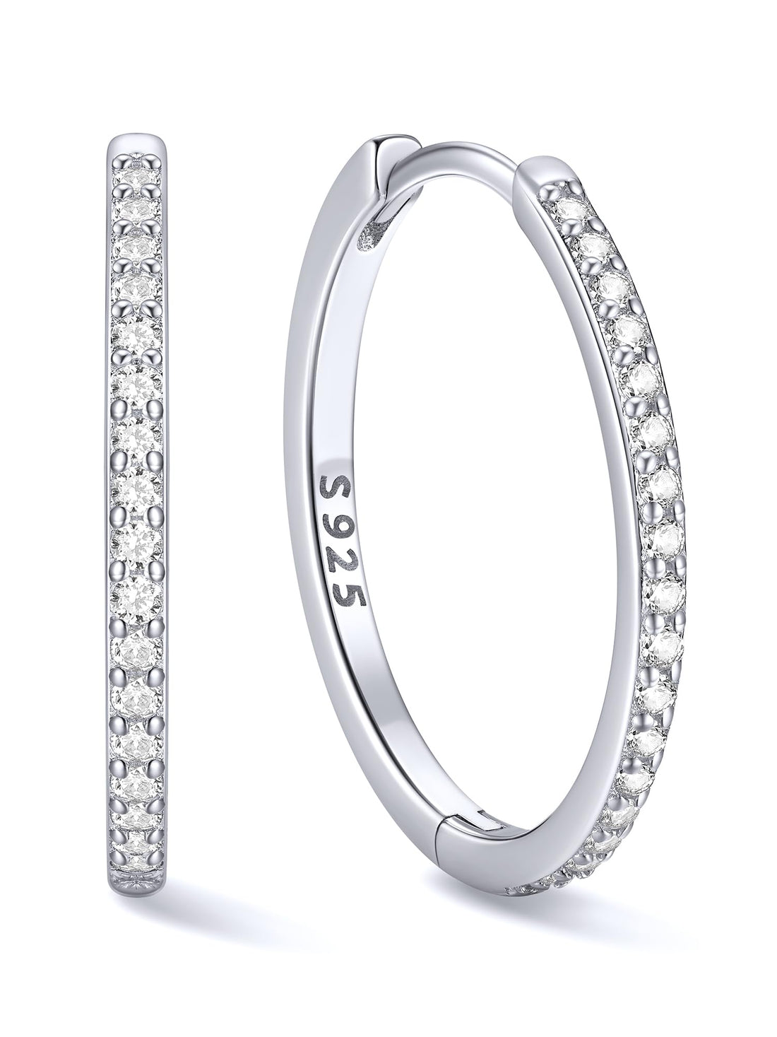 Sterling Silver Diamond Huggie Hoops
