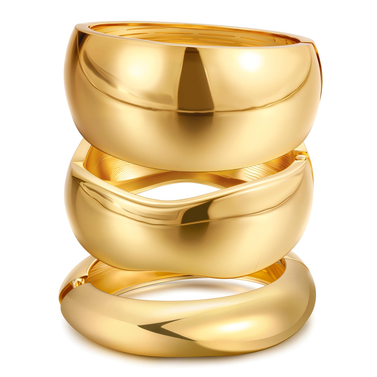 14K Gold-Plated Chunky Stackable Bangles