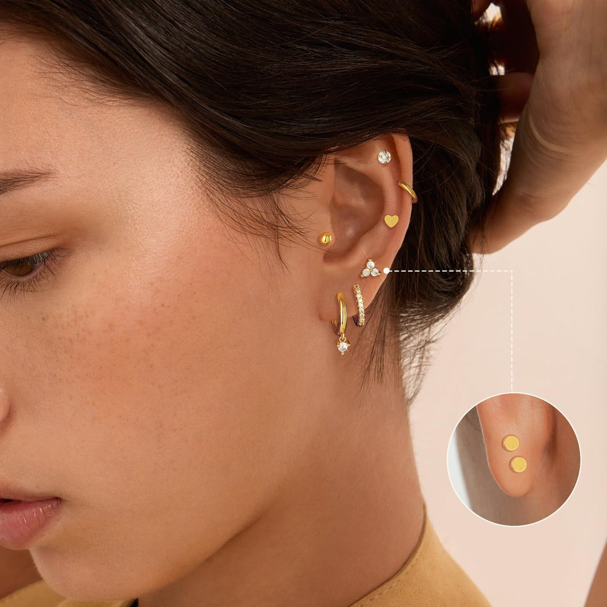 14K Gold-Plated Surgical Steel Hoop Earrings (Set of 12)