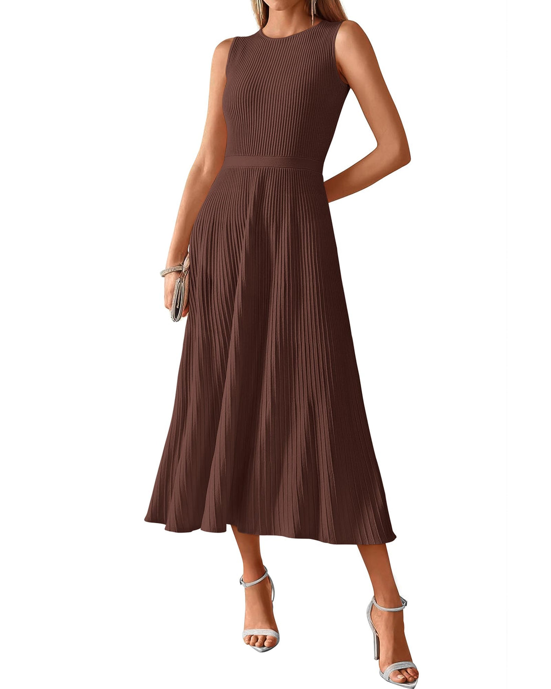 Pleated Sweater Midi Dress