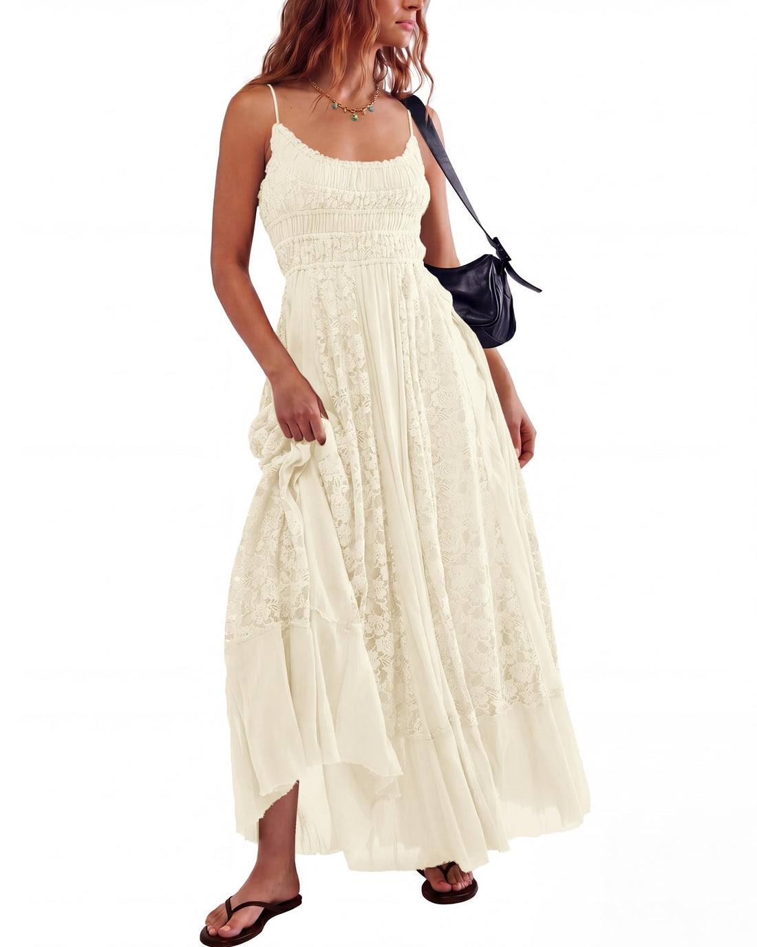 Embroidered Lace Boho Maxi Dress