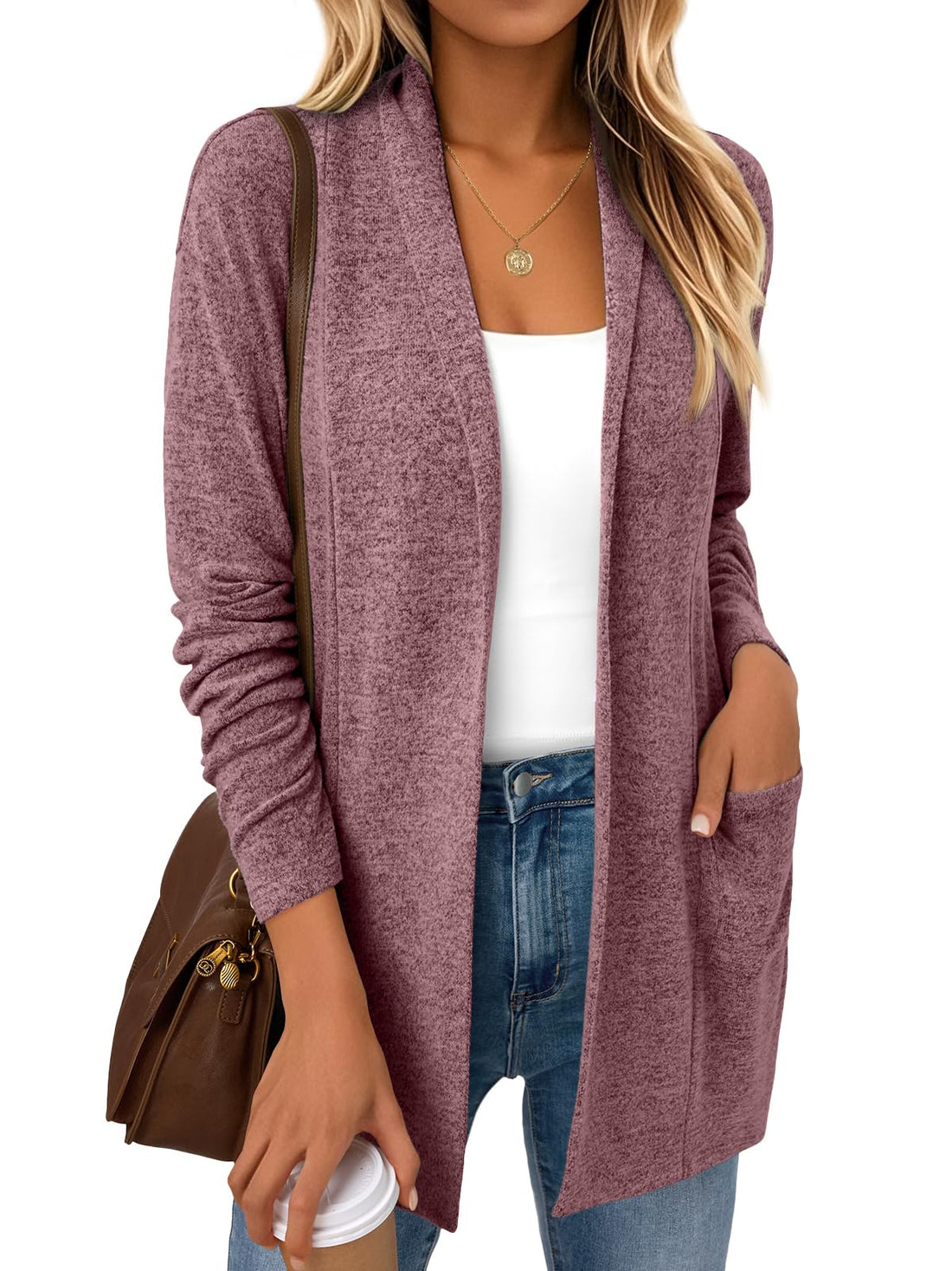 Lightweight Knit Cardigan Wine