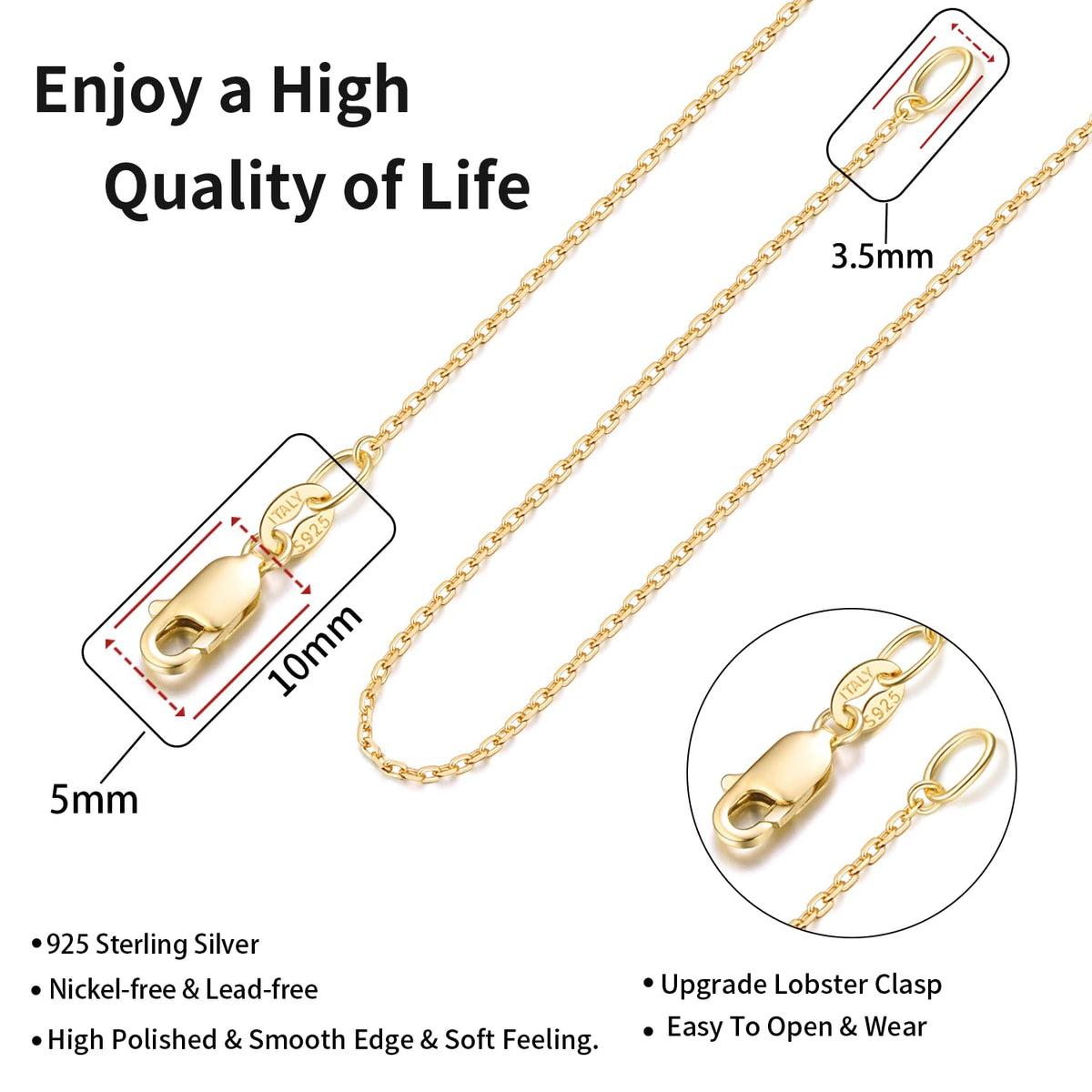 18K Gold-Plated Cable Chain Necklace