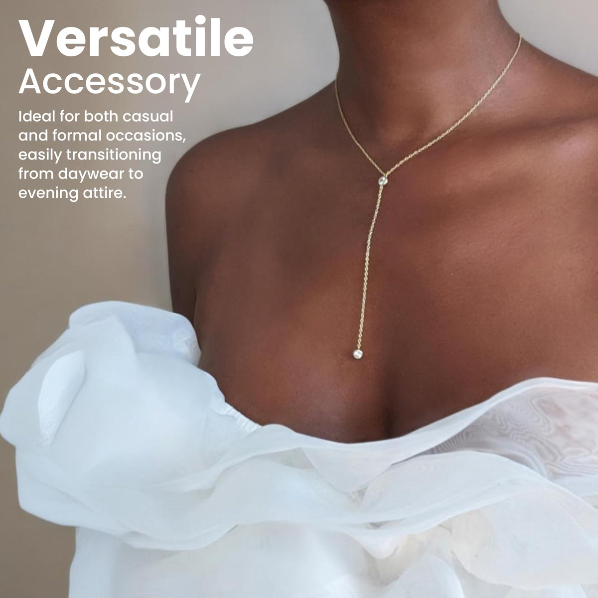 14K Gold-Plated CZ Lariat Necklace