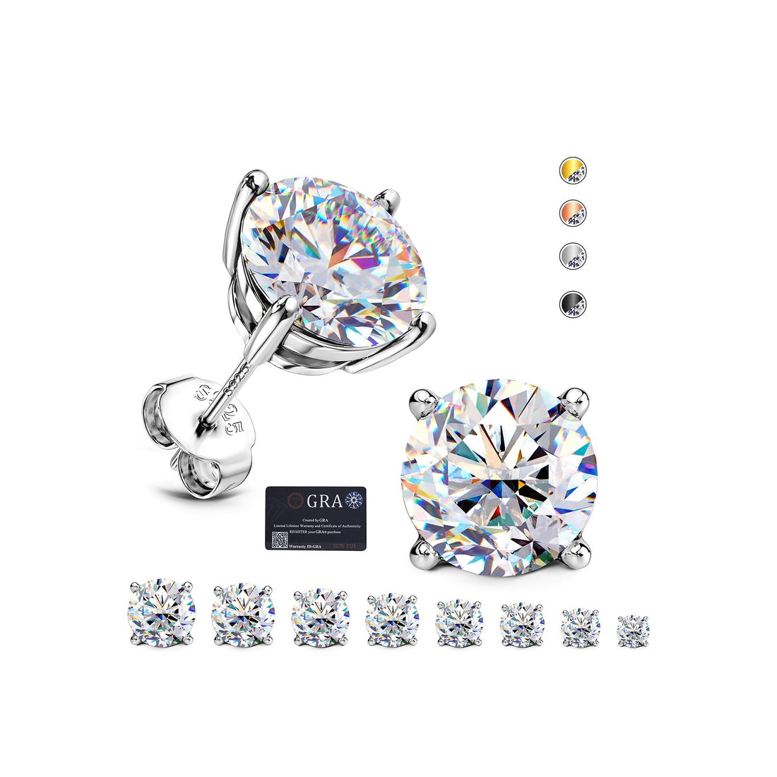 White Gold-Plated Moissanite Studs