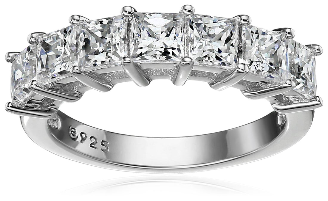 Platinum-Plated Princess-Cut Ring
