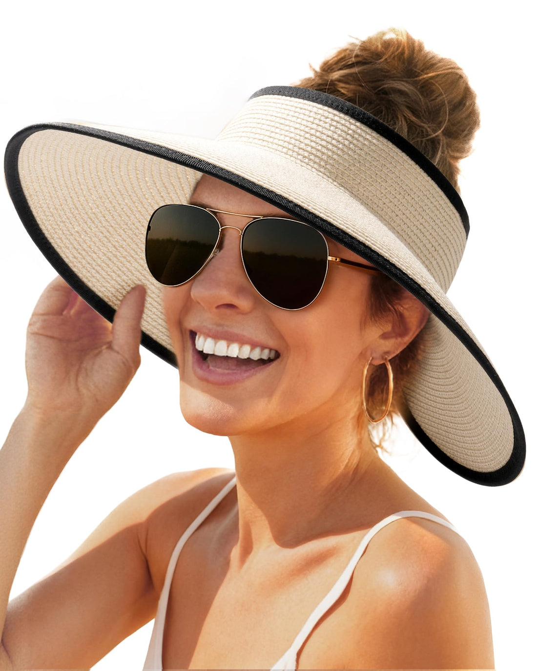 Wide-Brim Straw Sun Hat