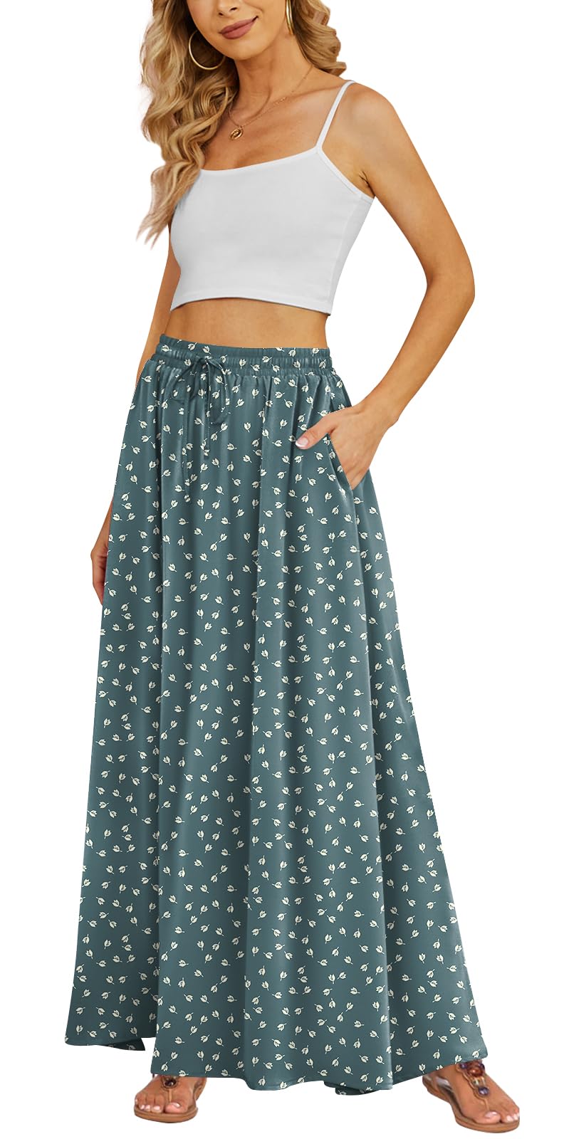 Pleated Maxi Skirt With Pockets